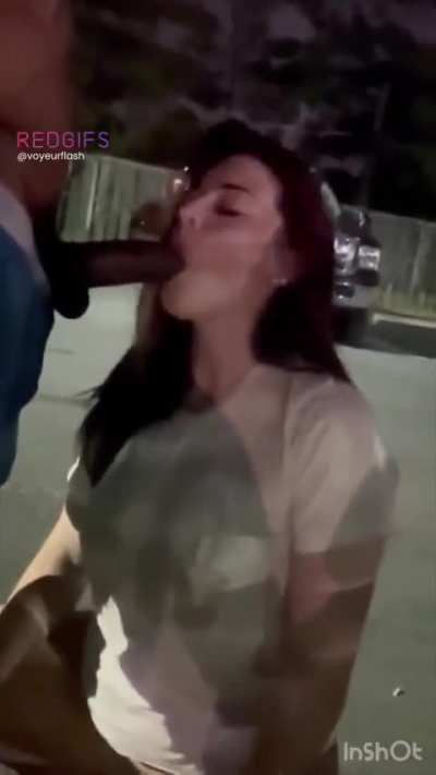 She taking bbc over the hood of car