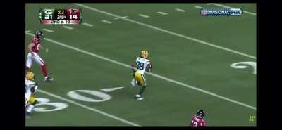 [Highlight] Tramon Williams 70 yard pick 6 on Matt Ryan as halftime clock expires, 2010 NFC Divisional Game, Packers at Falcons