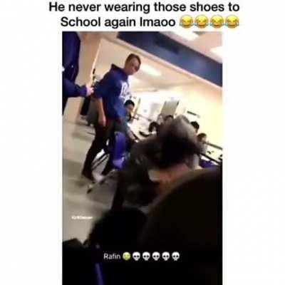 Wearing RGB shoes at school.