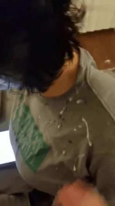 Cums on her and she doesn't even care