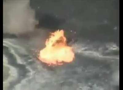 That's what happens when a rock is thrown into a volcano from a height