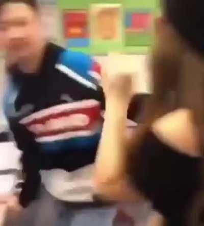 Girl messes with a guy and gets beat up