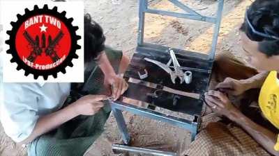 Homemade rifles and pistols made by LPDF in central Myanmar.