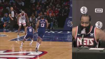 James Harden on his putback dunk: “It might've been the first one of my career, 13 years. I had to let it out. I wasn't that great when I looked at the highlight, but it felt great.”