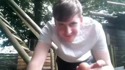 Not much to say except a guy ominously walks towards the camera shaking an egg, he made a series of it it seems