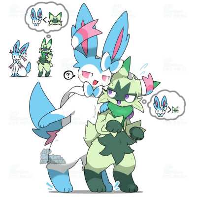 Floragato didn't know Sylveons are very large (by Tontaro)