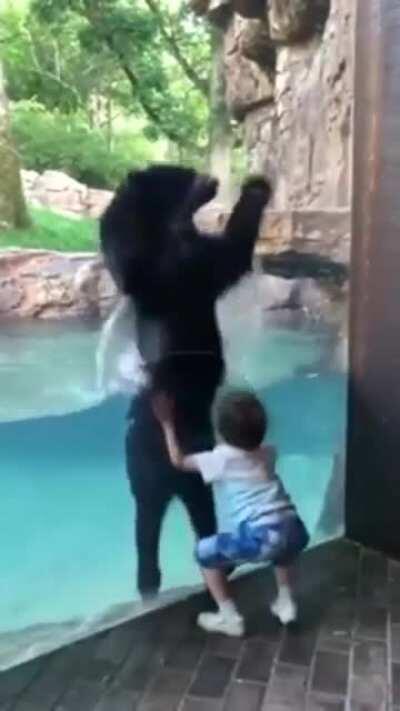 Just two friends jumping around...