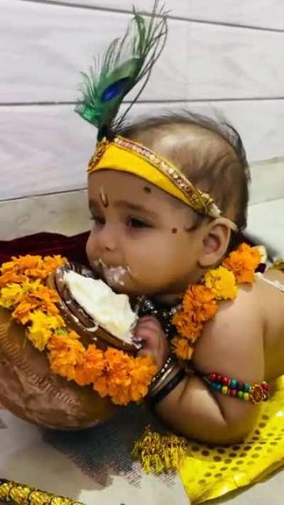 Cute Baby Cosplay Lord Krishna