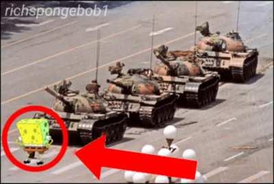 Nooo zhong pop dont block these three tanks in tiananmen square at 1989 😭