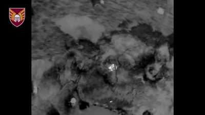 Russians crossed a river on three inflatables. All died. Look, at that accuracy by the drone pilot. Kurahove sector. 46th air mobile brigade.