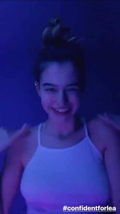 Lea Elui Ginet braless in a white top