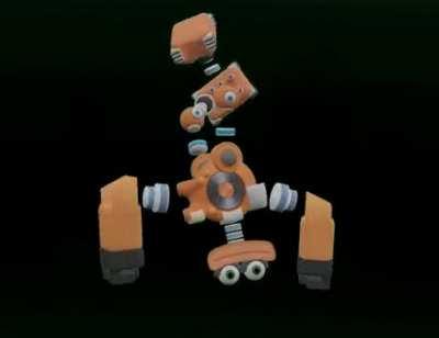 3D wubbox doing a bad breakdance