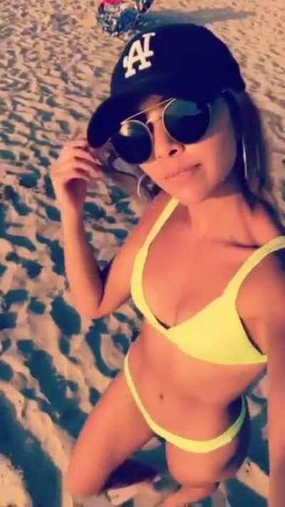 Stillon the beach with Sabrina Greenway