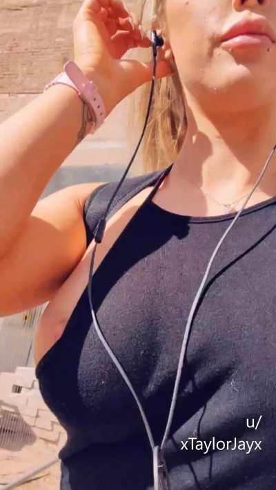 Casually waking round London with my nipple out