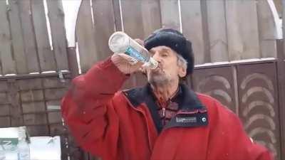 Russian downs 3 bottles of vodka