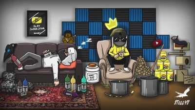 I've made a little animation loop of Boris in quarantaine, peeling potatoes while Anatoly and Artyom are sleeping peacefully. (Boris if you read me, thank you for all your positives vibes in thoses times. This animation is some sort of gift and if you wan