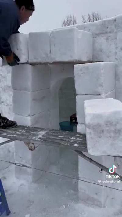 Just guys making an igloo