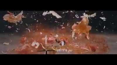 A 152 mm cannon shell striking a ballistic dummy demonstrates what would happen if a tank fired directly at a human