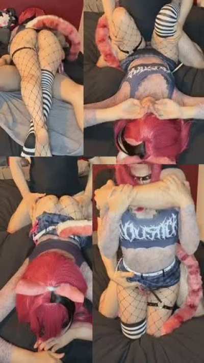 Raora Panthera in goth form giving thighjobs, doggy, and prone bone