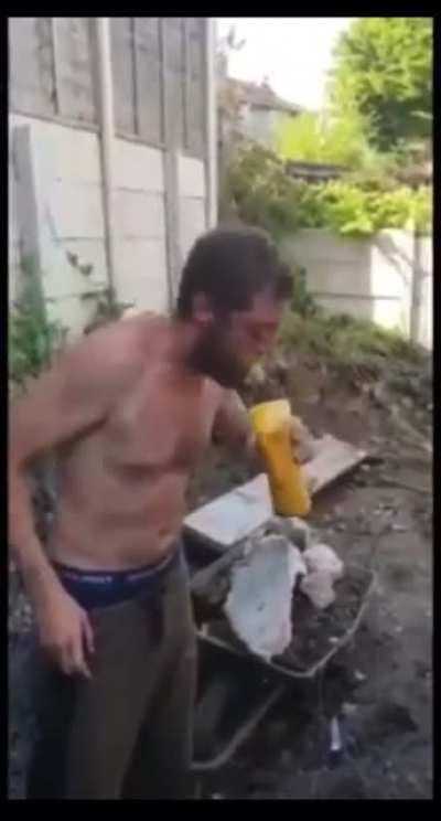 Jimmy the Bastard attempts to down a pint of mustard.