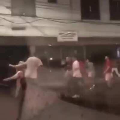 Some guys fighting over a sex doll