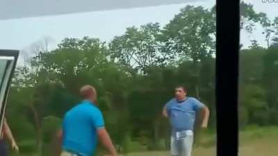 Douche driver tries to press a dad with his family & FAFO