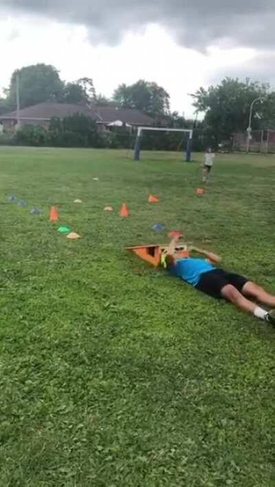 I lost 5$ because i bet that the guy would have his balls crushed by the bike