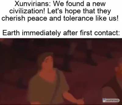 Xunvirians may be strong but aren't immune to nuclear fire.