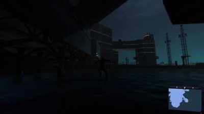 I crossed the bridge and explored the unplayable area, the raft is still on fire, some electro stuff is there (Miles Morales)