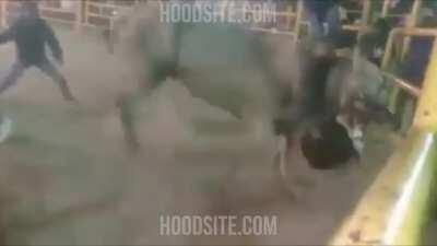 The announcer makes me laugh every time. The force of that dudes head hitting the pole 3 times is vicious. Dead?