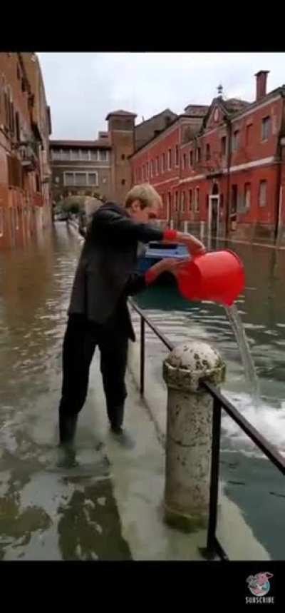 To scoop water of the sidewalk(found on viral hogs)