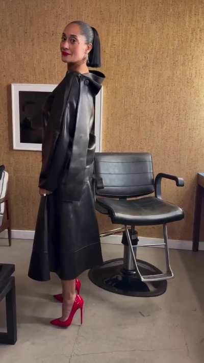 Black Dress Over The Shoulder Look