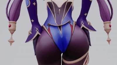 Mona showing off her cake [Genshin Impact]