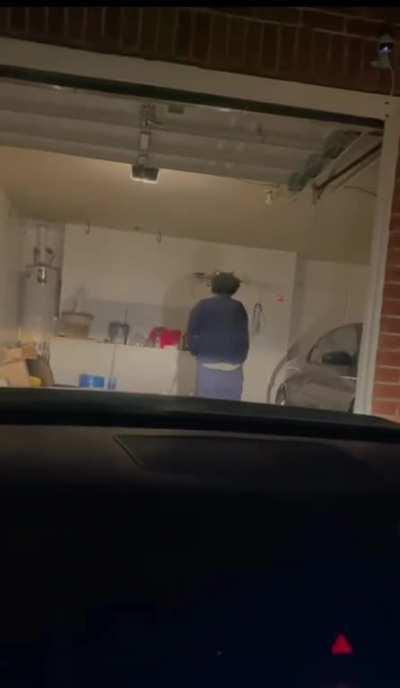 Jumping over the laser whilst the garage door is closing.