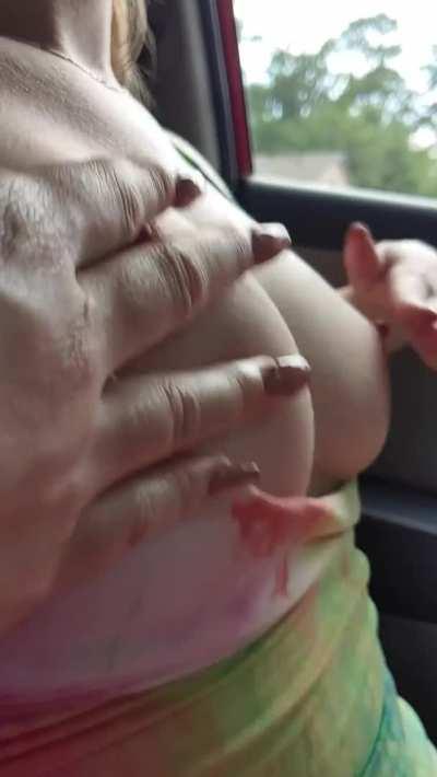 Playing with my boobs puts a smile on my face!