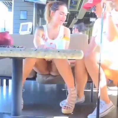 Short Skirt and No Panties in The Bar