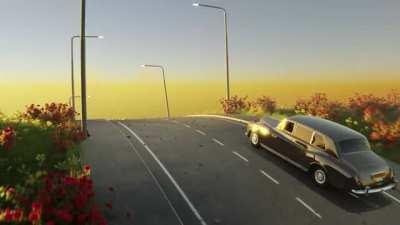 Endless drive through [A] rose field