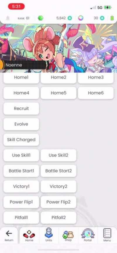 Noenne’s Power Flip voice lines…