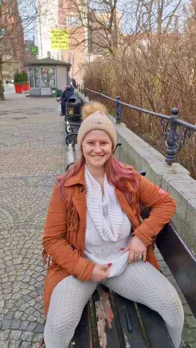 Normally, as it is on Sunday, people are relaxing, walking, sitting - and I'm just showing my huge boobs. Heh