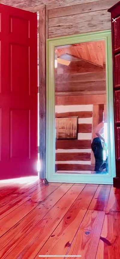 Hot blonde Changing in mirror classic