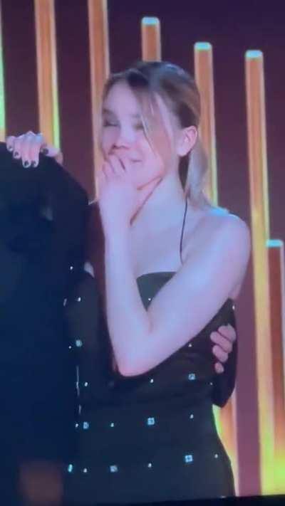 Milly Alcock absolutely wasted whilst on stage at the Golden Globes