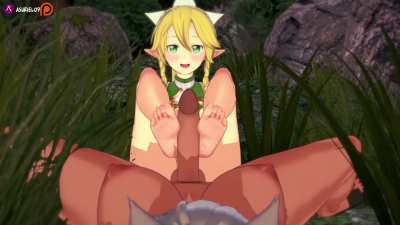 Leafa footjob 