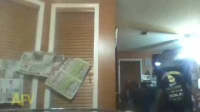 Jumbo Jenga on a glass tabletop