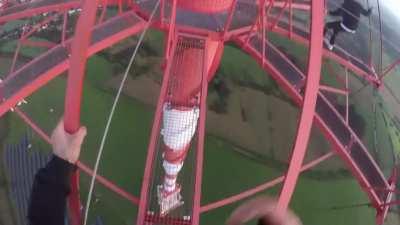 A day in junglinster, lattice climbing 215 meters above the ground.