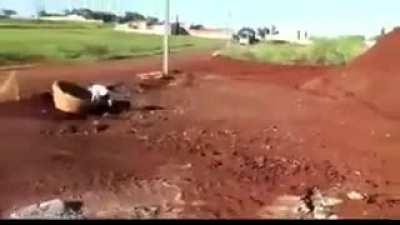 Boy in a construction site
