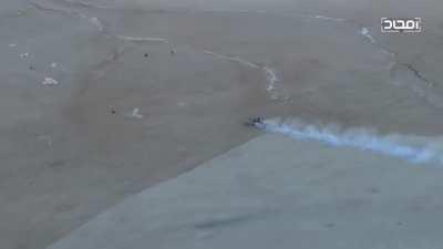 HTS Tank run over ISIS militants during HTS-ISIS conflict in Hama, Syria in late 2017