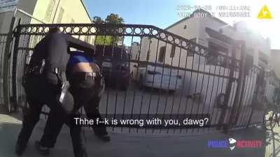 Both angles of LAPD officer striking man repeatedly in Boyle Heights.