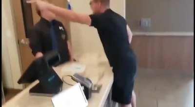 VERY angry man slaps Burger King employee