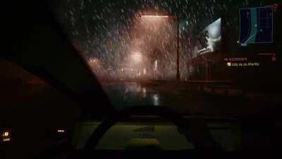 This is the first time I see such heavy rain in Night City - great effect. I think the weather random generator has been improved, because in the last few hours I have seen more rain in the game than in the entire game before.