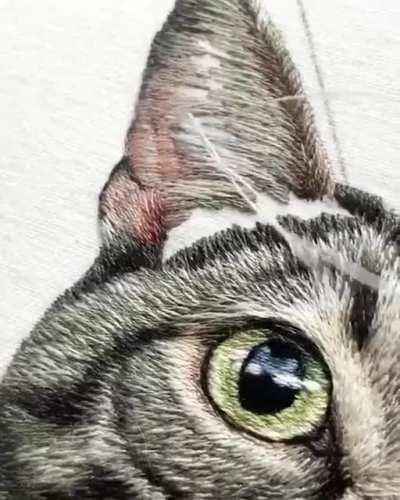 Tabby cat embroidery